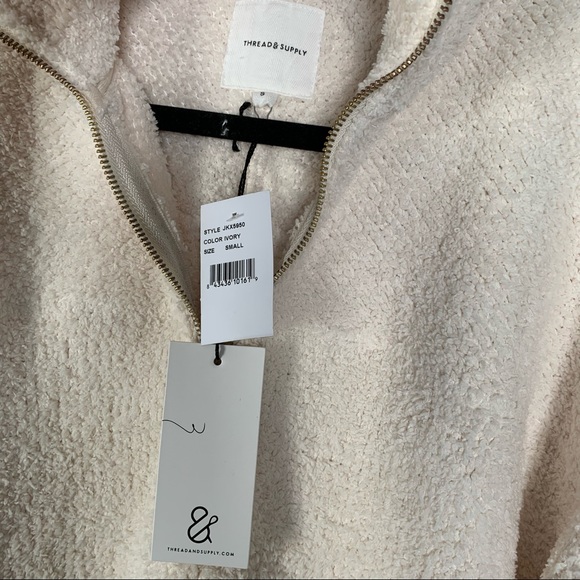 THREAD AND SUPPLY Ivory Drayton Cozy Fleece 1/4 Zip Pullover - Picture 8 of 10
